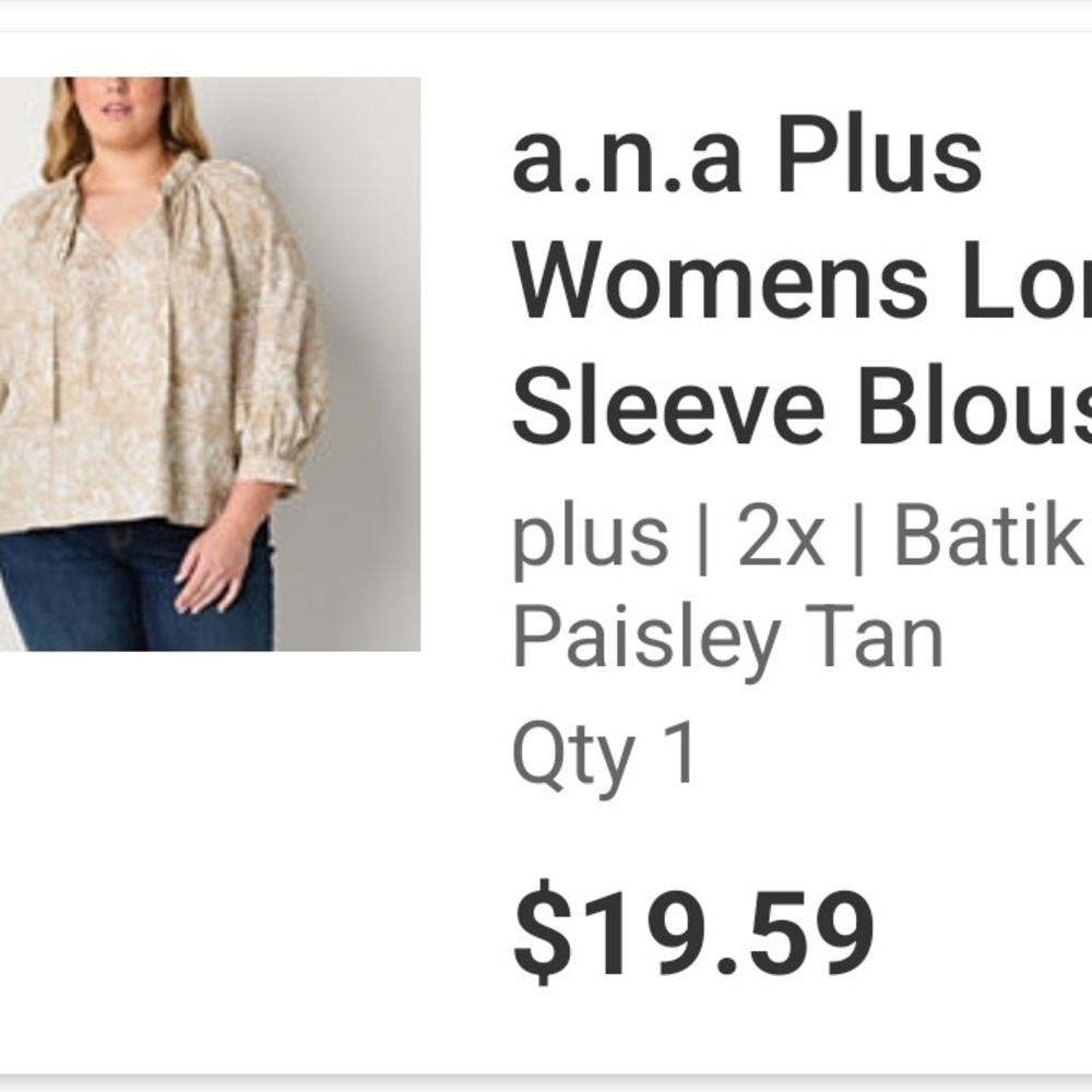 a.n.a Plus Women's Long Sleeve Blouse - Tan